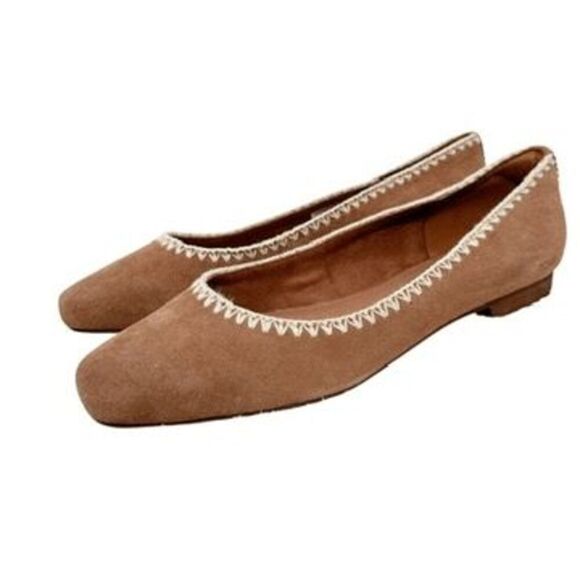 Toms Brown Suede Briella Ballet Flats Slip On Square Toe Shoes Womens Size 12 - Picture 5 of 9